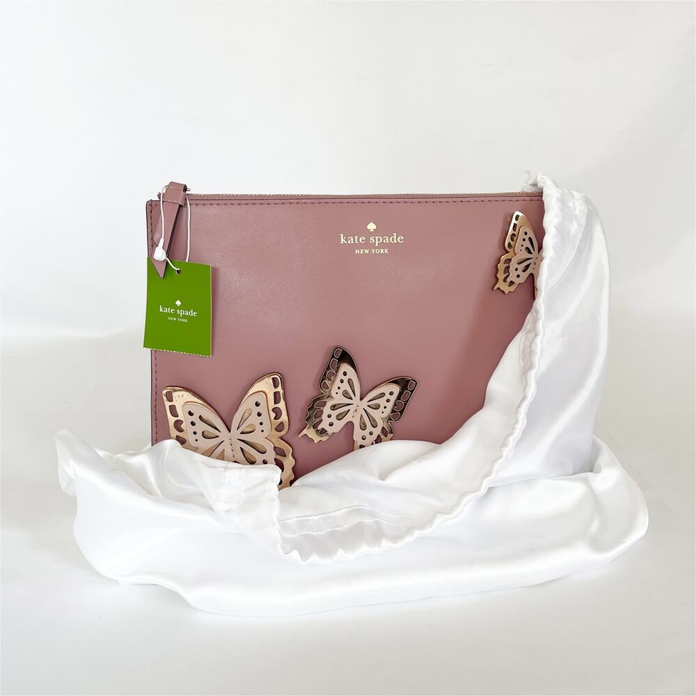 🚨🚨LOW START! KATE SPADE Gia Dusty Peony Butterflies Clutch Wristlet - Picture 8 of 9
